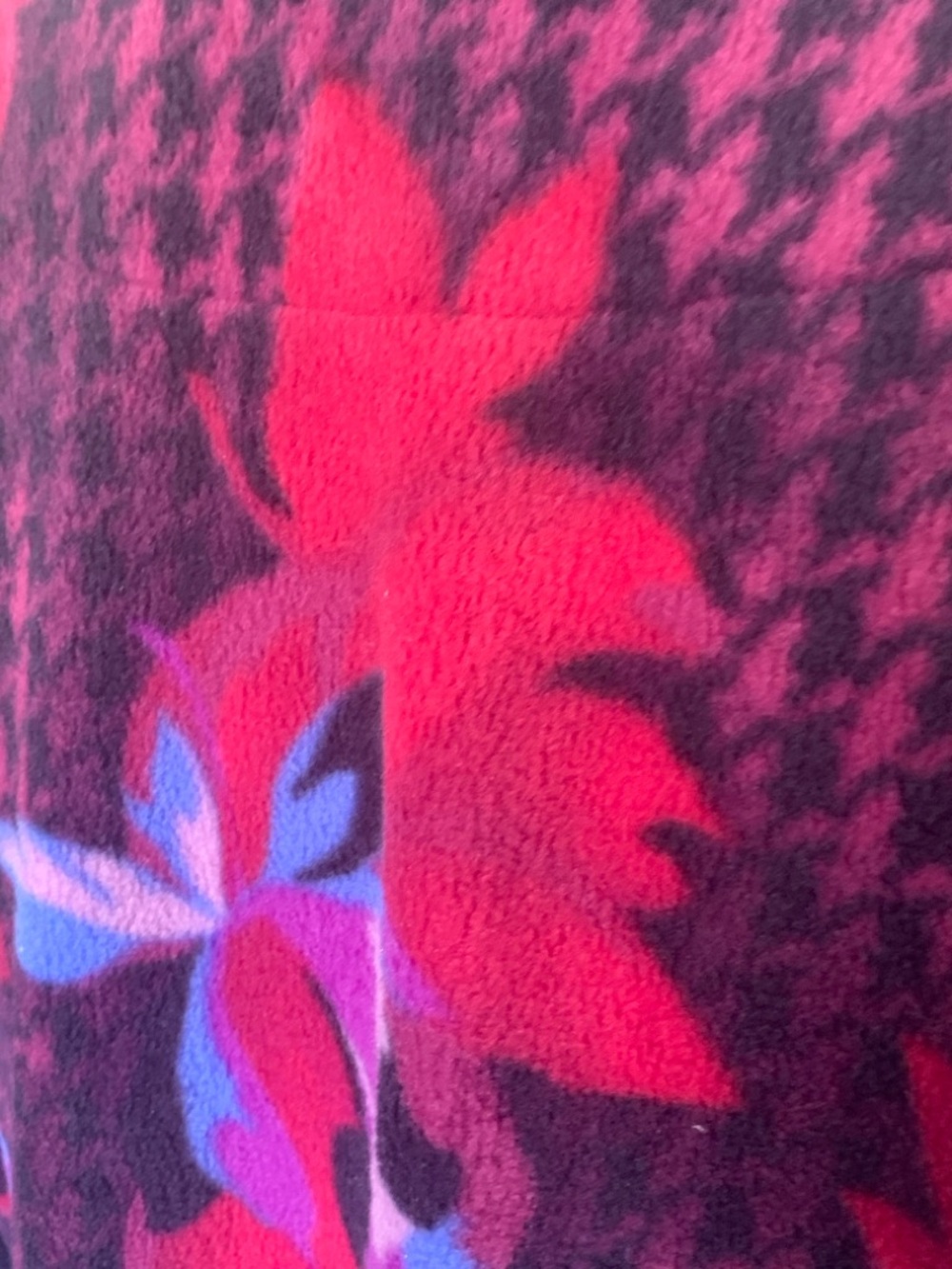 Bob Mackie Floral Houndstooth Bomber Jacket - Purple & Red - Picture 9 of 12